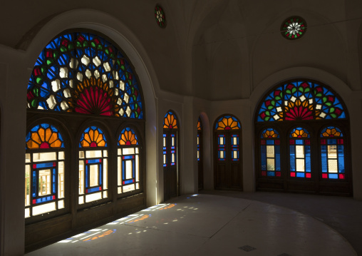 The stained glass windows of tabatabaei historical house, Isfahan province, Kashan, Iran