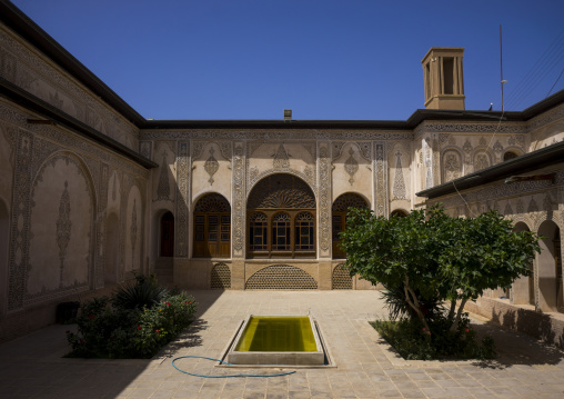 Courtyard of tabatabei historical house, Isfahan province, Kashan, Iran