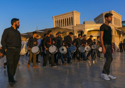 Musicians procession during Muharram celebrations in Fatima al-Masumeh shrine, Central County, Qom, Iran