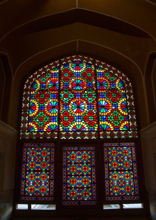 the stained glass windows of the wind tower in dolat abad, Central County, Yazd, Iran