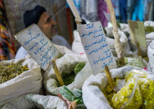 Man Selling Spices In The Bazaar, Kermanshah, Iran