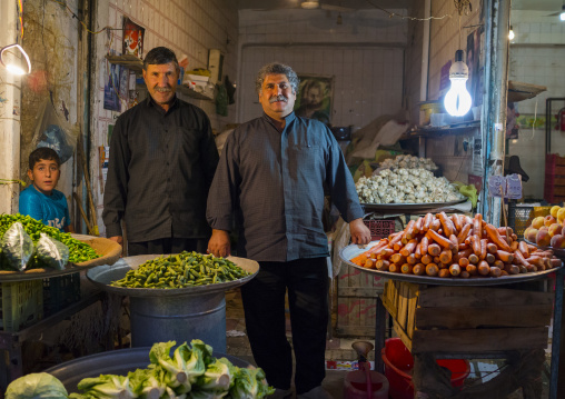 Men Selling Fruits In The Bazaar, Kermanshah, Iran