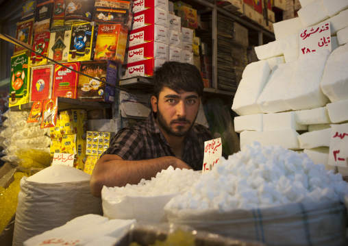 Man Selling Sugar Inside The Old Bazaar, Tabriz, Iran