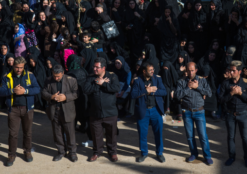 Iranian Shiite Muslim Men Celebrating Ashura, The Day Of The Death Of Imam Hussein, Kurdistan Province, Bijar, Iran