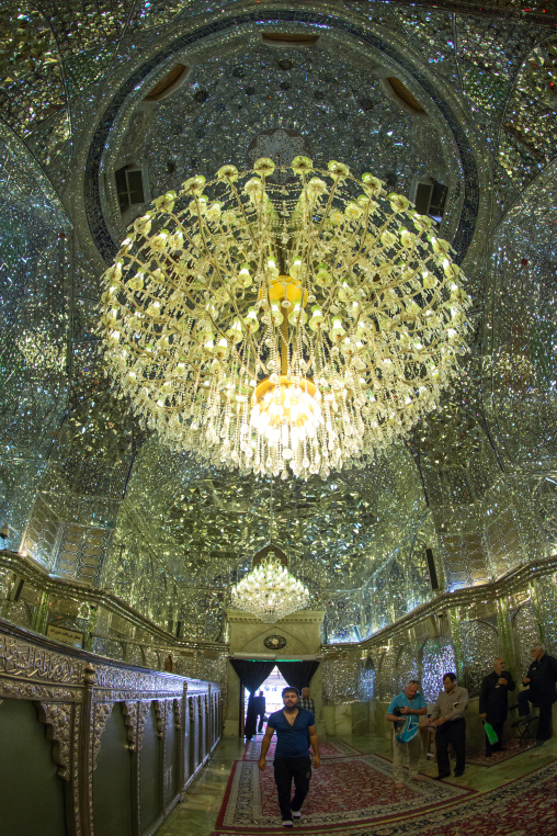 Muslim Shiite People Hall Of The Shah-e-cheragh Mausoleum, Fars Province, Shiraz, Iran
