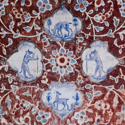 Detail Of A Painted Ceiling In Bagh-e Tarikhi-ye Fin Garden, Isfahan Province, Kashan, Iran