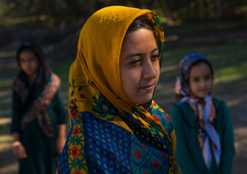 Turkmen Girls With Traditional Clothing, Golestan Province, Karim Ishan, Iran