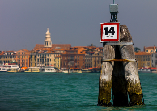 Speed limit on the grand canal, Veneto Region, Venice, Italy