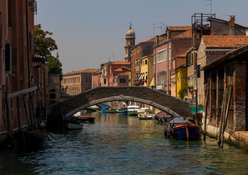 Bridge over the canal in the old town, Veneto Region, Venice, Italy