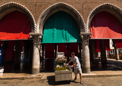The loggia of the fish market in Rialto, Veneto Region, Venice, Italy