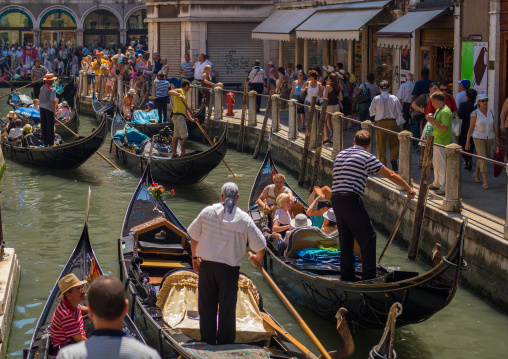Gondolas on a canal, Veneto Region, Venice, Italy