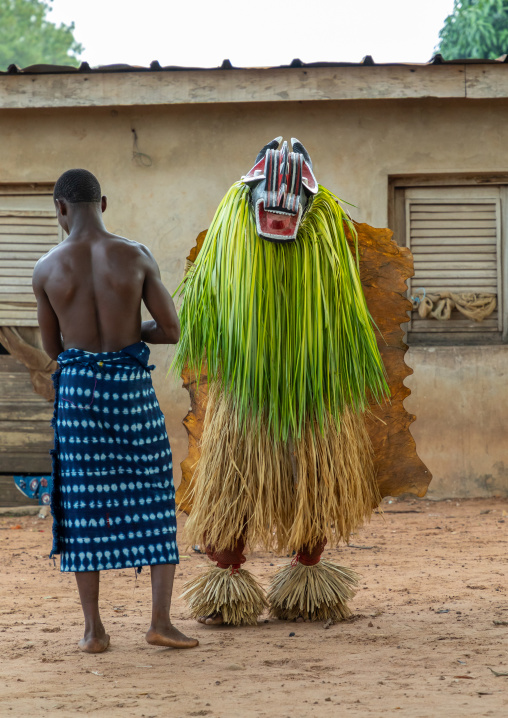 Goli sacred mask in Baule tribe during a ceremony, Région des Lacs, Bomizanbo, Ivory Coast
