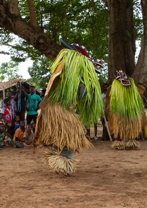Goli sacred mask in Baule tribe during a ceremony, Région des Lacs, Bomizanbo, Ivory Coast