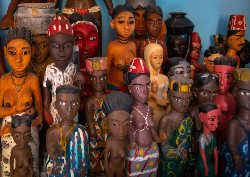 Komians sacred statues in Adjoua Messouma Komians initiation centre, Moyen-Comoé, Aniassue, Ivory Coast