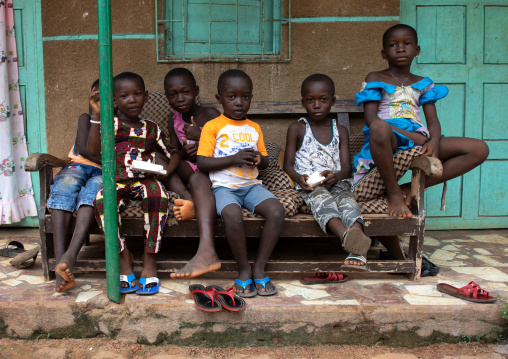 Children of Komians women in adjoua messouma Komians initiation centre, Moyen-Comoé, Aniassue, Ivory Coast