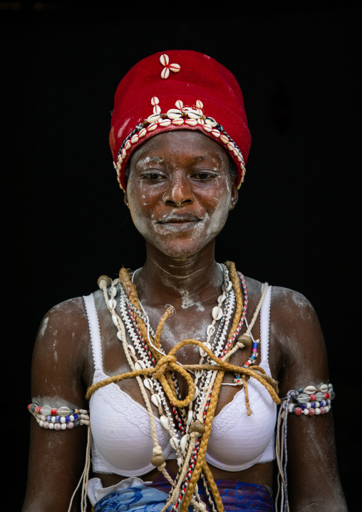 Komians woman after a ceremony in Adjoua Messouma Komians initiation centre, Moyen-Comoé, Aniassue, Ivory Coast