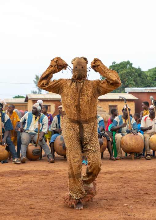 Boloye dance of the panther man in the Senufo community, Savanes district, Waraniene, Ivory Coast