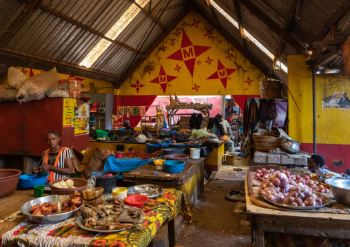 African indoor market, Poro region, Korhogo, Ivory Coast