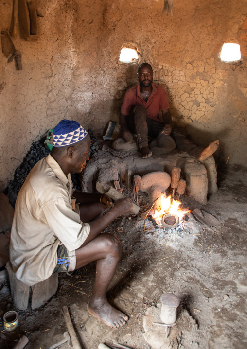 Senufo blacksmith working in his workshop, Poro region, Koni, Ivory Coast