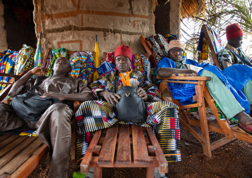 Young men attending the Poro society age-grade initiation in Senufo tribe during a ceremony, Savanes district, Ndara, Ivory Coast