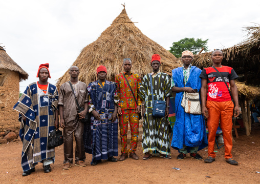 Young men attending the Poro society age-grade initiation in Senufo tribe during a ceremony, Savanes district, Ndara, Ivory Coast