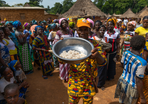 Dan tribe people celebrating the yam harvest in a village, Bafing, Godoufouma, Ivory Coast