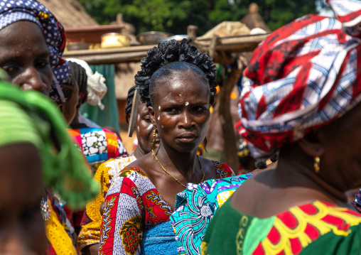 Dan tribe women celebrating the yam harvest in a village, Bafing, Godoufouma, Ivory Coast