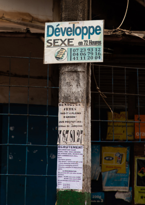 Advertisement in the street for erectile dysfunction, Tonkpi Region, Man, Ivory Coast