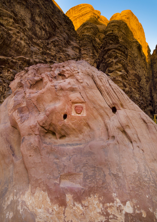 Head Carved In Rock, Wadi Rum, Jordan