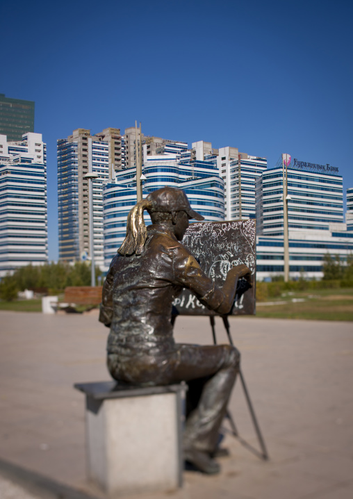 Statue Of A Woman Painting, Astana, Kazakhstan