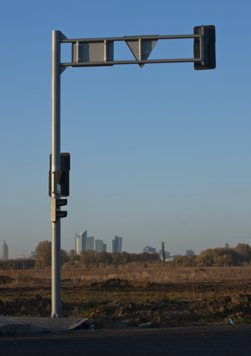 Traffic Light In The Steppe, Astana, Kazakhstan