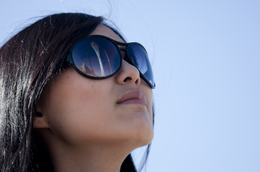 Ethnic Kazakh Girl With Sunglasses In Astana, Kazakhstan