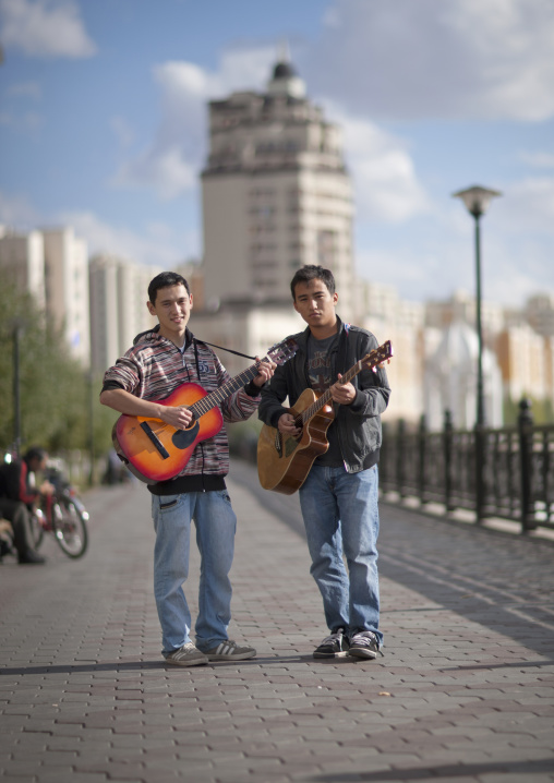 Musicians Playing Guitar In The Street, Astana, Kazakhstan