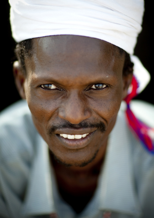Portrait of a Gabra tribe man with a turban, Marsabit County, Chalbi Desert, Kenya