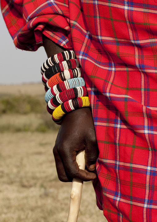 Maasai man with beaded necklaces, Rift Valley Province, Maasai Mara, Kenya