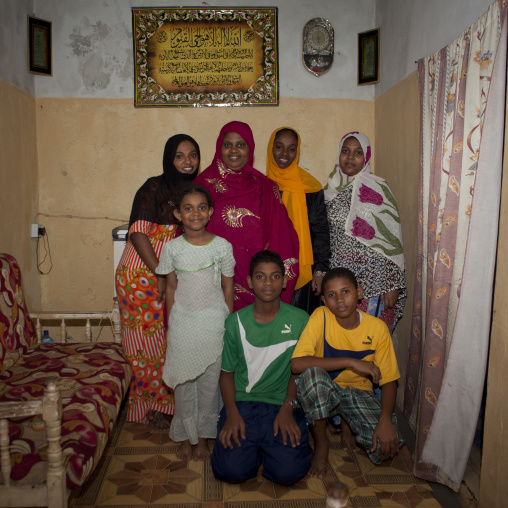 Muslim family in their living room, Lamu County, Lamu, Kenya