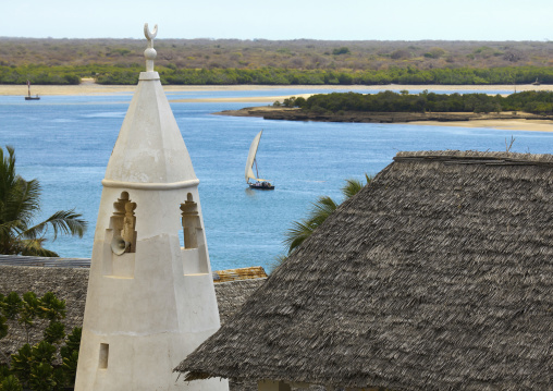 A view of the friday mosque over the channel, Lamu County, Shela, Kenya
