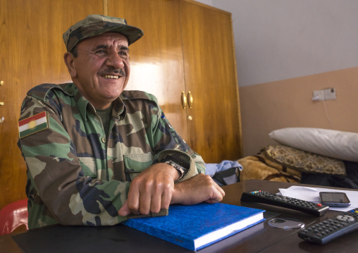 Kurdish General Peshmerga In His Office On The Frontline, Duhok, Kurdistan, Iraq