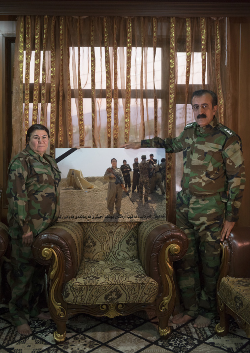Nasrin Hamalaw And Yousuf Majid With A Picture Of Their Dead Daughter, Captain Rangin Yousuf, Sulaymaniyah, Kurdistan, Iraq