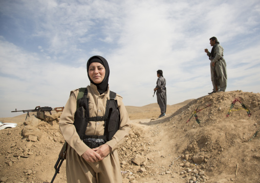 Veiled Peshmergas Women Of The 2Nd Battalion On The Frontline, Taza, Kurdistan, Iraq
