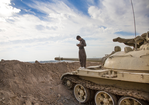 Kurdish Kid On A Tank, Kirkuk, Kurdistan, Iraq