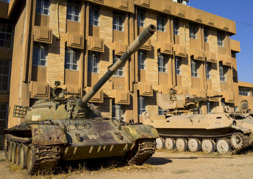 Tank In The Red Security Building, Suleymanyah, Kurdistan, Iraq