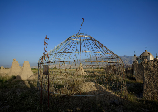 Wooden Yurt Frame In A Cemetery In Kochkor Area, Kyrgyzstan