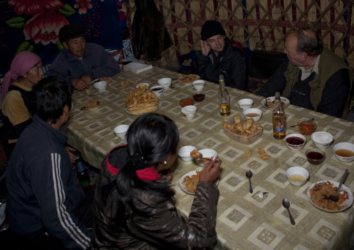 Sharing A Meal In A Yurt, Saralasaz Jailoo Area, Kyrgyzstan