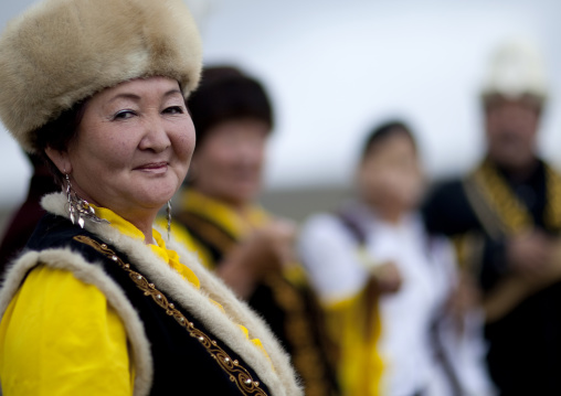 Woman With Traditional Clothes And Hat, Saralasaz Jailoo Area, Kyrgyzstan