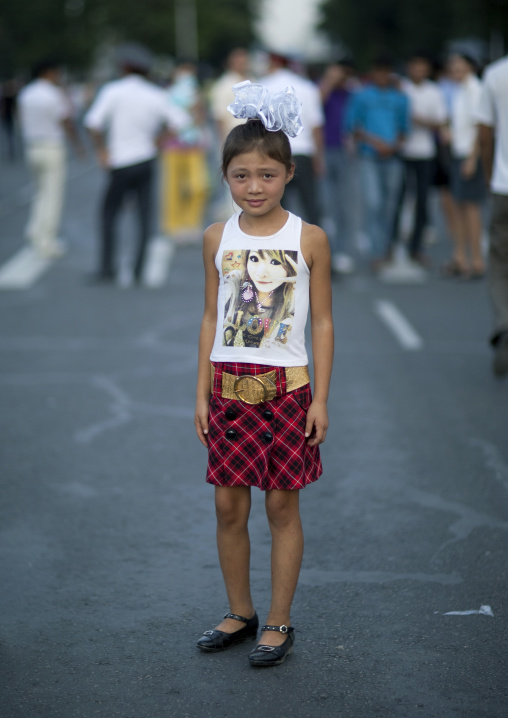 Young Girl Dressed For National Day In Bishkek, Kyrgyzstan