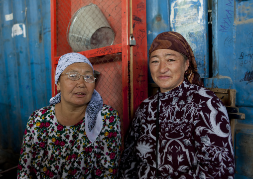 Women With Headscarves In Dordoi Market, Bishkek, Kyrgyzstan