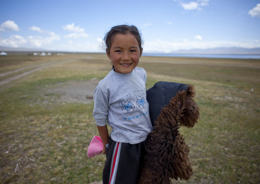 Smiling Girl In The Steppe, Song Kol Lake Area, Kyrgyzstan