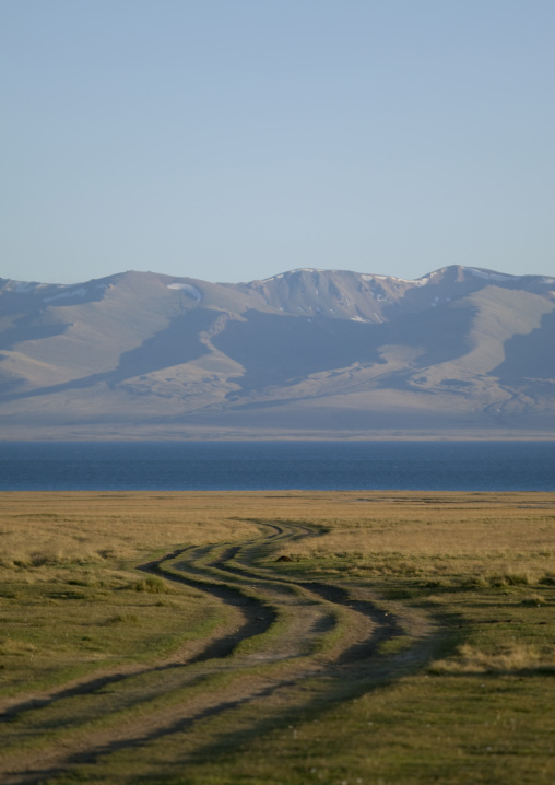 Tracks Leading To Song Kol Lake, Jaman Echki Jailoo Village, Kyrgyzstan