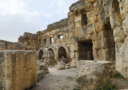 Antique ruins at the archeological site, Beqaa Governorate, Baalbek, Lebanon